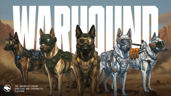 未來戰犬科技展覽 四隻穿著高科技裝備的未來戰犬.